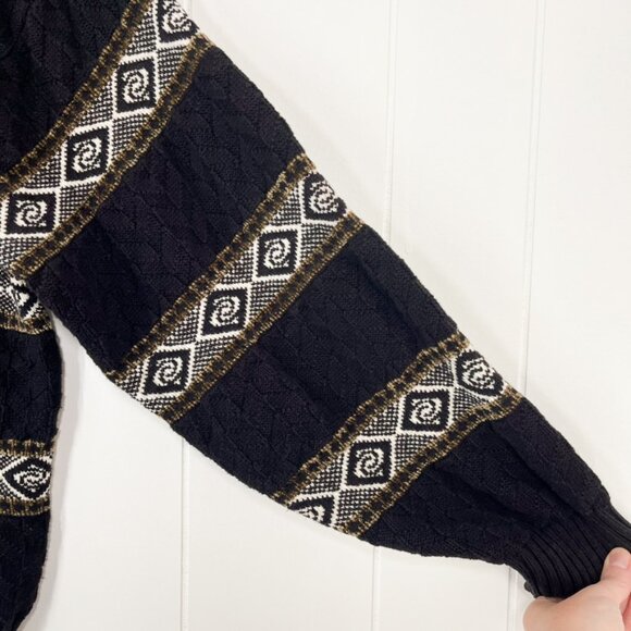 VTG CHAPS Ralph Lauren Chunky Sweater Crewneck Western Aztec USA Made Size Large - Picture 4 of 16